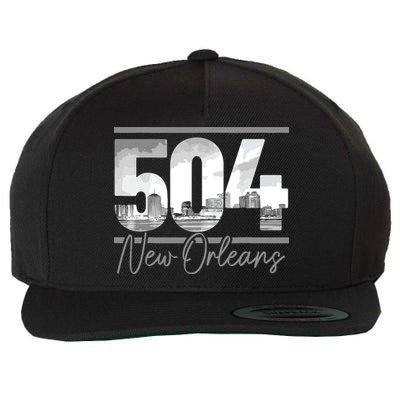 New Orleans 504 Area Code Skyline Louisiana Vintage Wool Snapback Cap