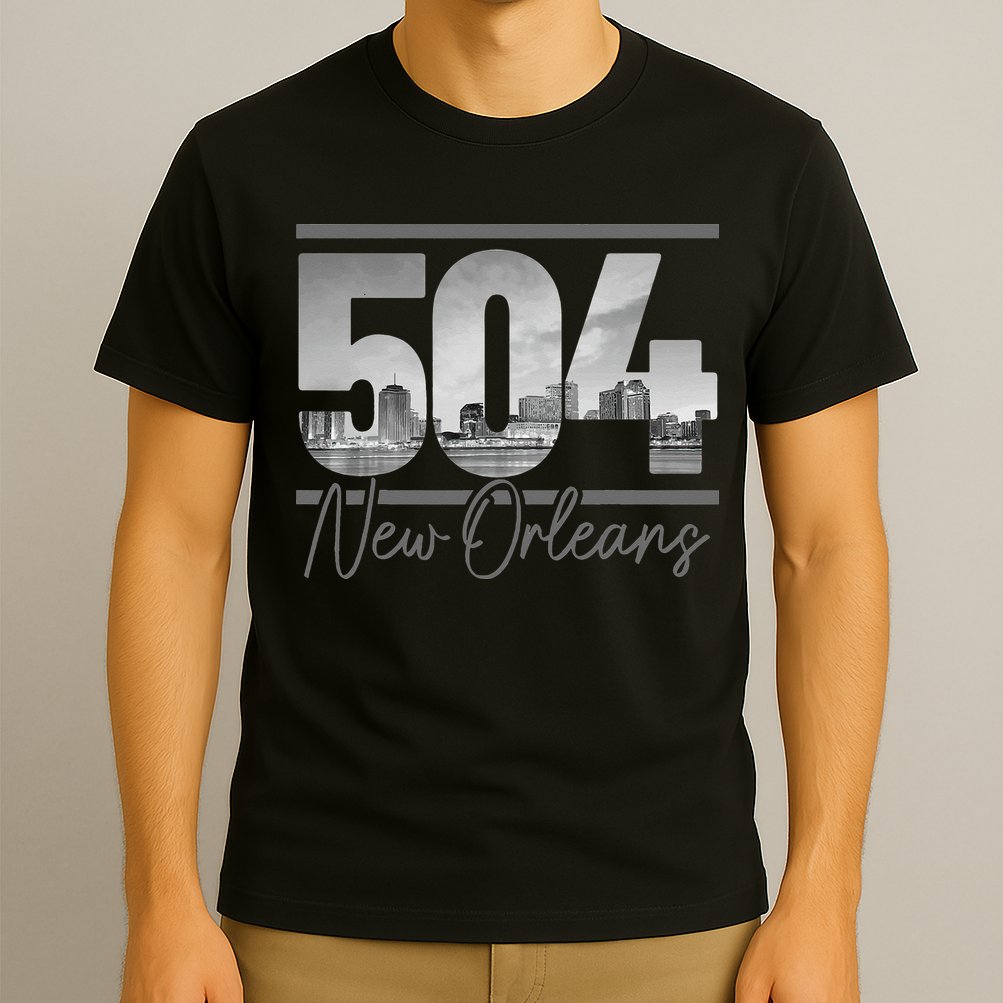 New Orleans 504 Area Code Skyline Louisiana Vintage T-Shirt