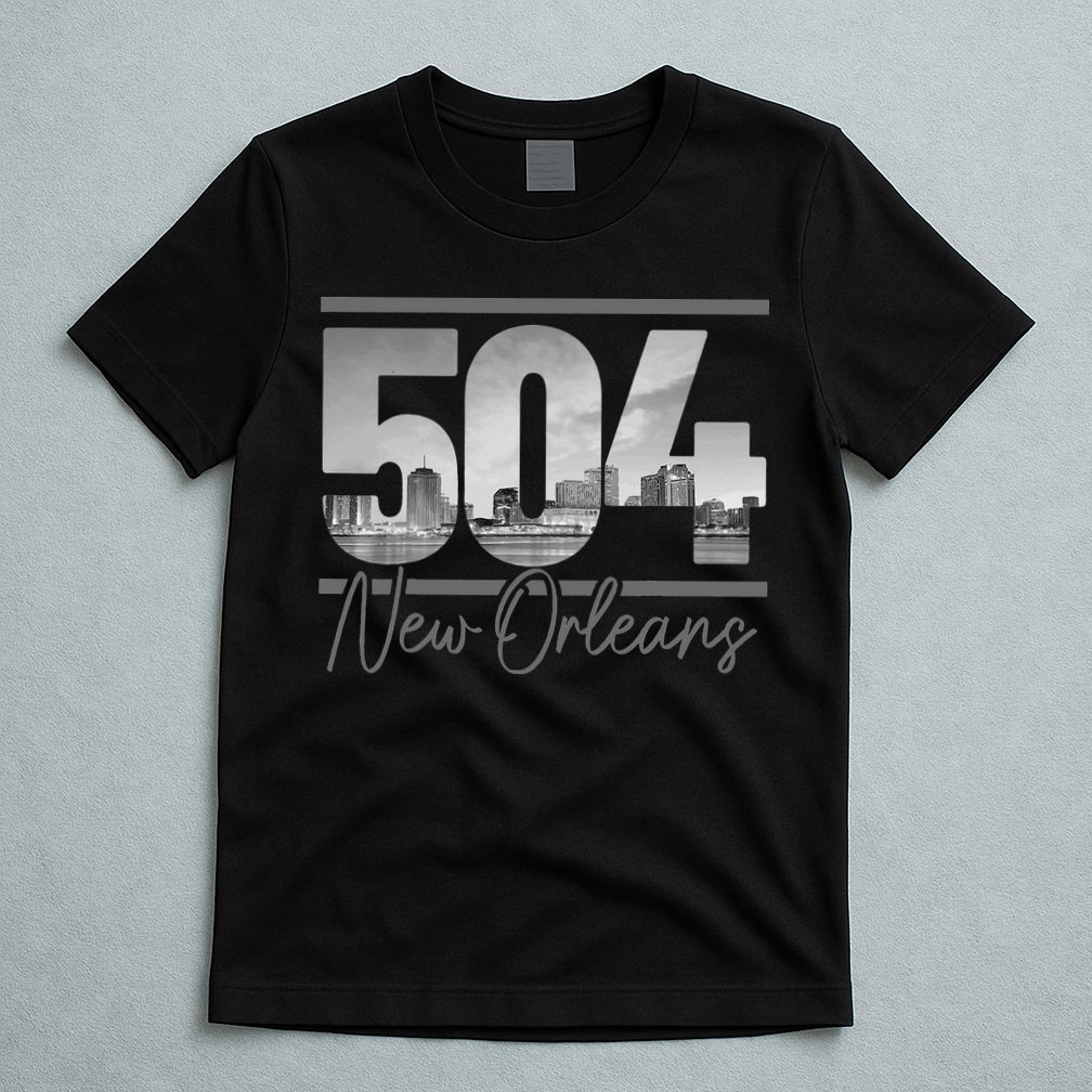 New Orleans 504 Area Code Skyline Louisiana Vintage T-Shirt