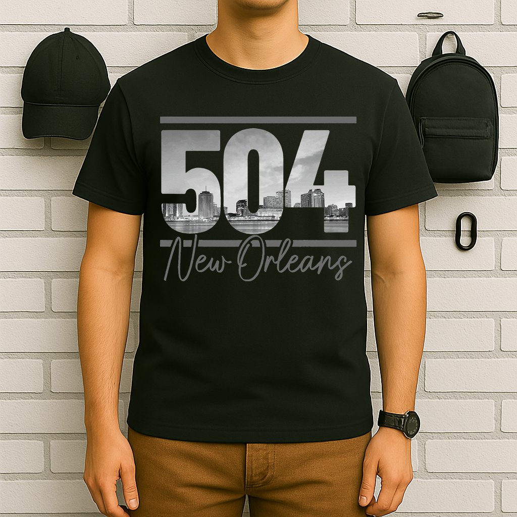 New Orleans 504 Area Code Skyline Louisiana Vintage T-Shirt