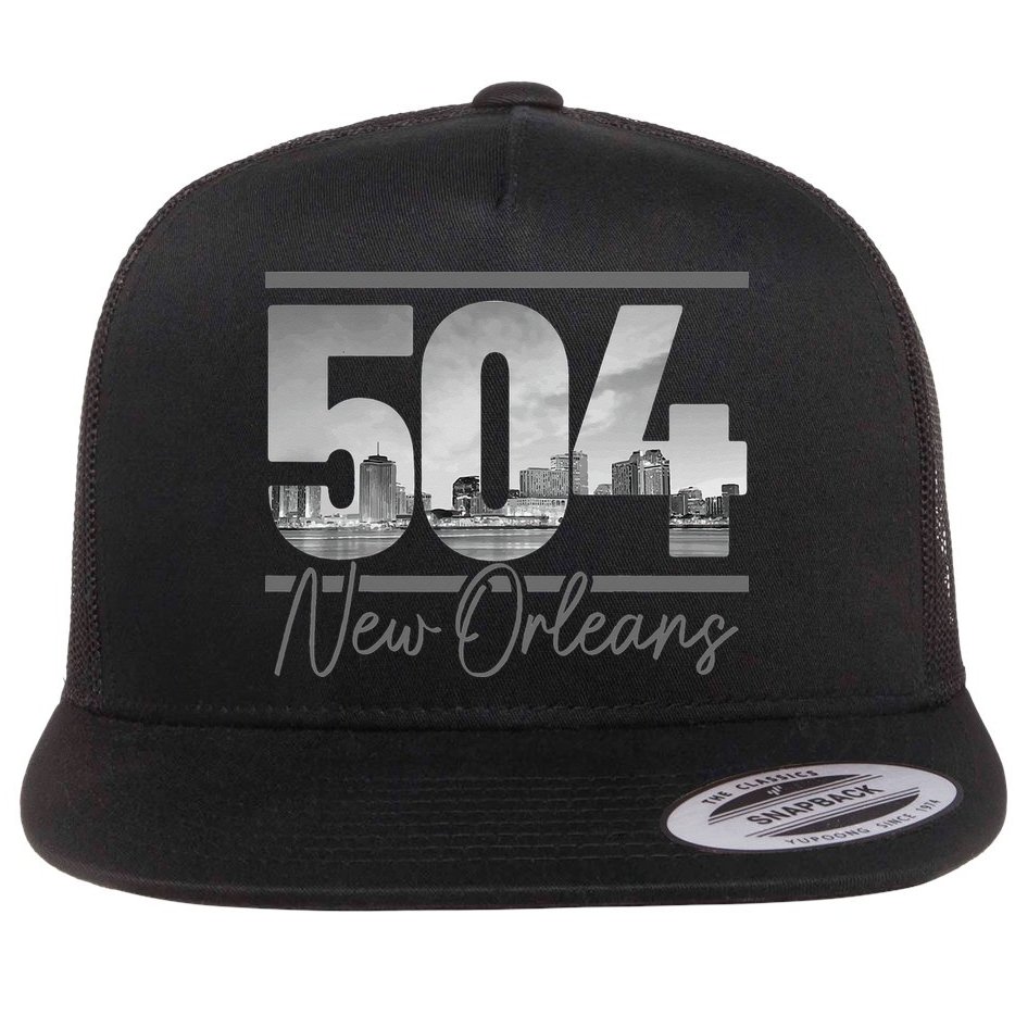 New Orleans 504 Area Code Skyline Louisiana Vintage Flat Bill Trucker Hat