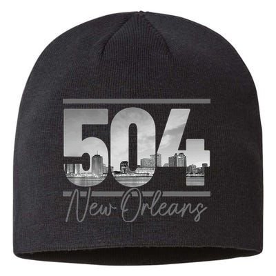 New Orleans 504 Area Code Skyline Louisiana Vintage Sustainable Beanie
