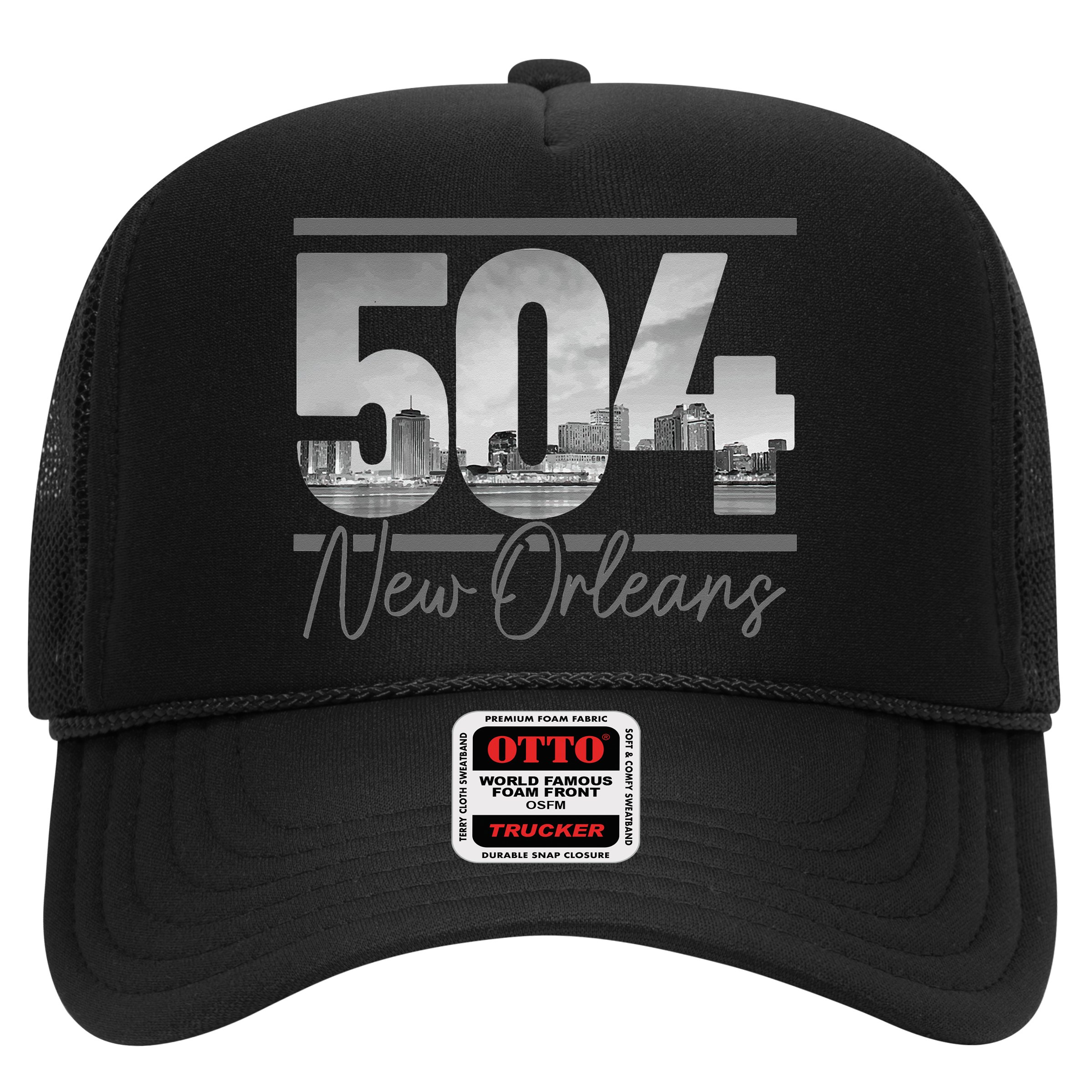 New Orleans 504 Area Code Skyline Louisiana Vintage Hat