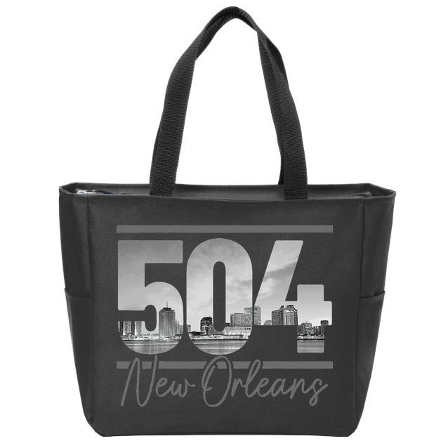 New Orleans 504 Area Code Skyline Louisiana Vintage Zip Tote Bag