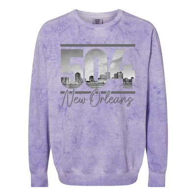 New Orleans 504 Area Code Skyline Louisiana Vintage Colorblast Crewneck Sweatshirt