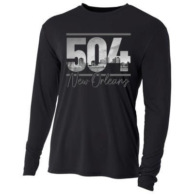 New Orleans 504 Area Code Skyline Louisiana Vintage Cooling Performance Long Sleeve Crew