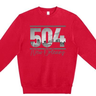 New Orleans 504 Area Code Skyline Louisiana Vintage Premium Crewneck Sweatshirt