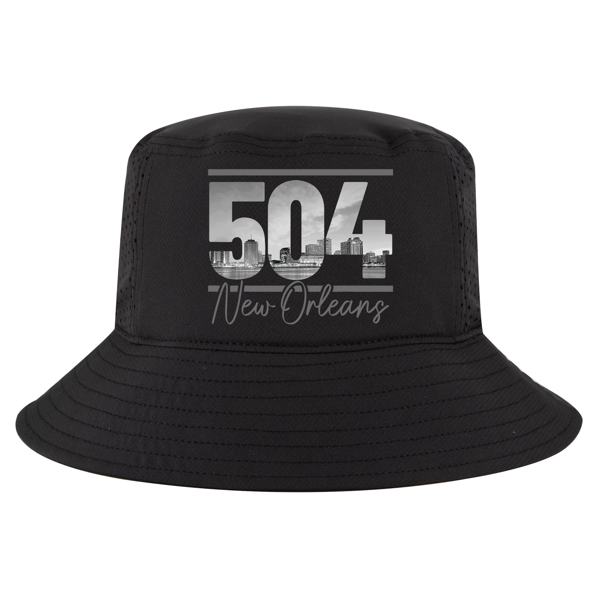 New Orleans 504 Area Code Skyline Louisiana Cool Comfort Performance Bucket Hat