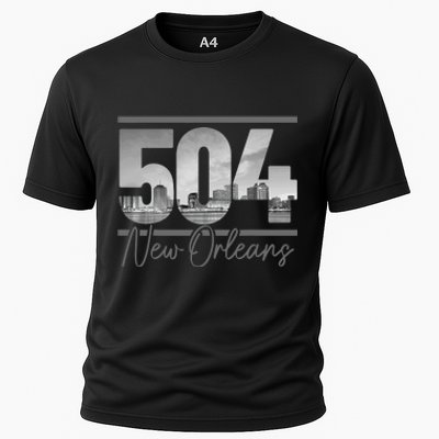 New Orleans 504 Area Code Skyline Louisiana Cooling Performance Crew T-Shirt