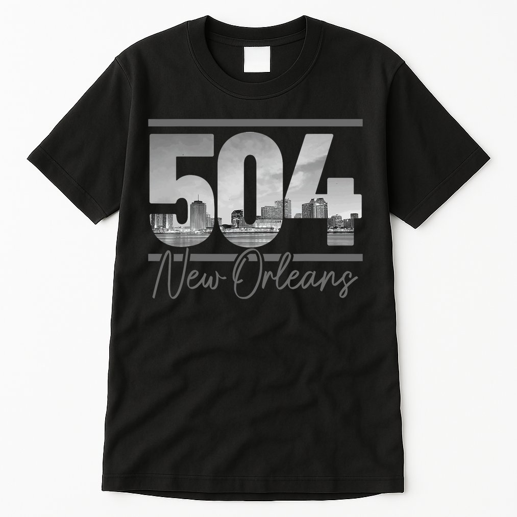 New Orleans 504 Area Code Skyline Louisiana Tall T-Shirt