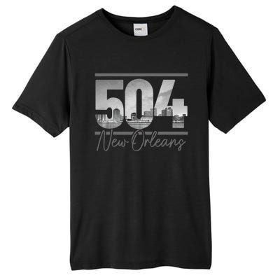 New Orleans 504 Area Code Skyline Louisiana Tall Fusion ChromaSoft Performance T-Shirt