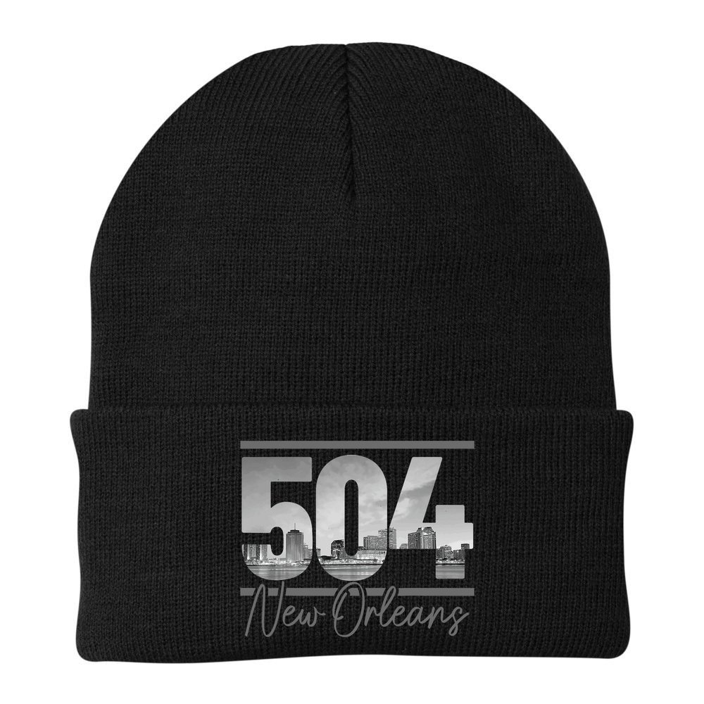 New Orleans 504 Area Code Skyline Louisiana Beanie