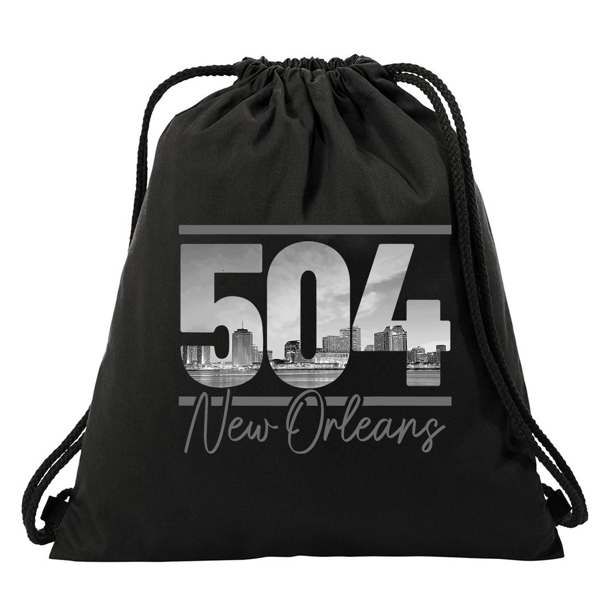 New Orleans 504 Area Code Skyline Louisiana Drawstring Bag