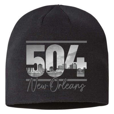 New Orleans 504 Area Code Skyline Louisiana Sustainable Beanie