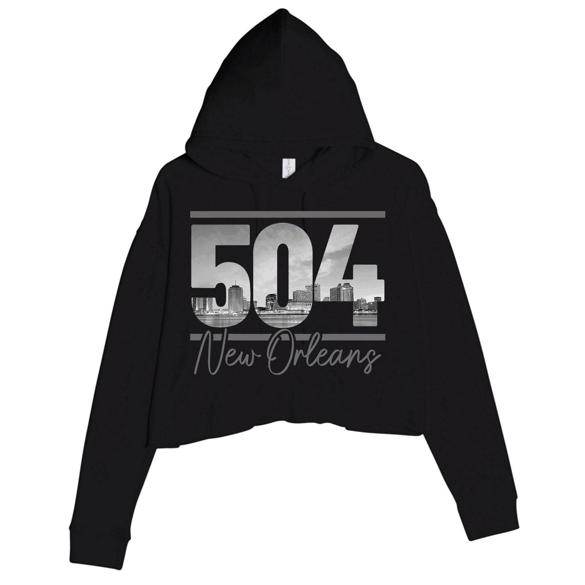 New Orleans 504 Area Code Skyline Louisiana Crop Fleece Hoodie