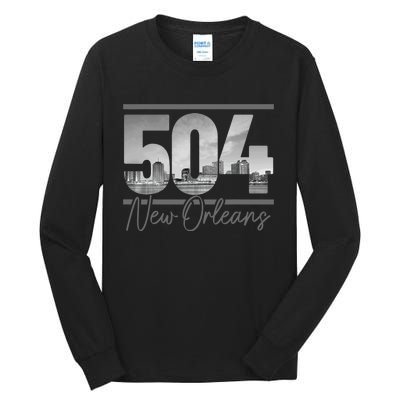 New Orleans 504 Area Code Skyline Louisiana Tall Long Sleeve T-Shirt