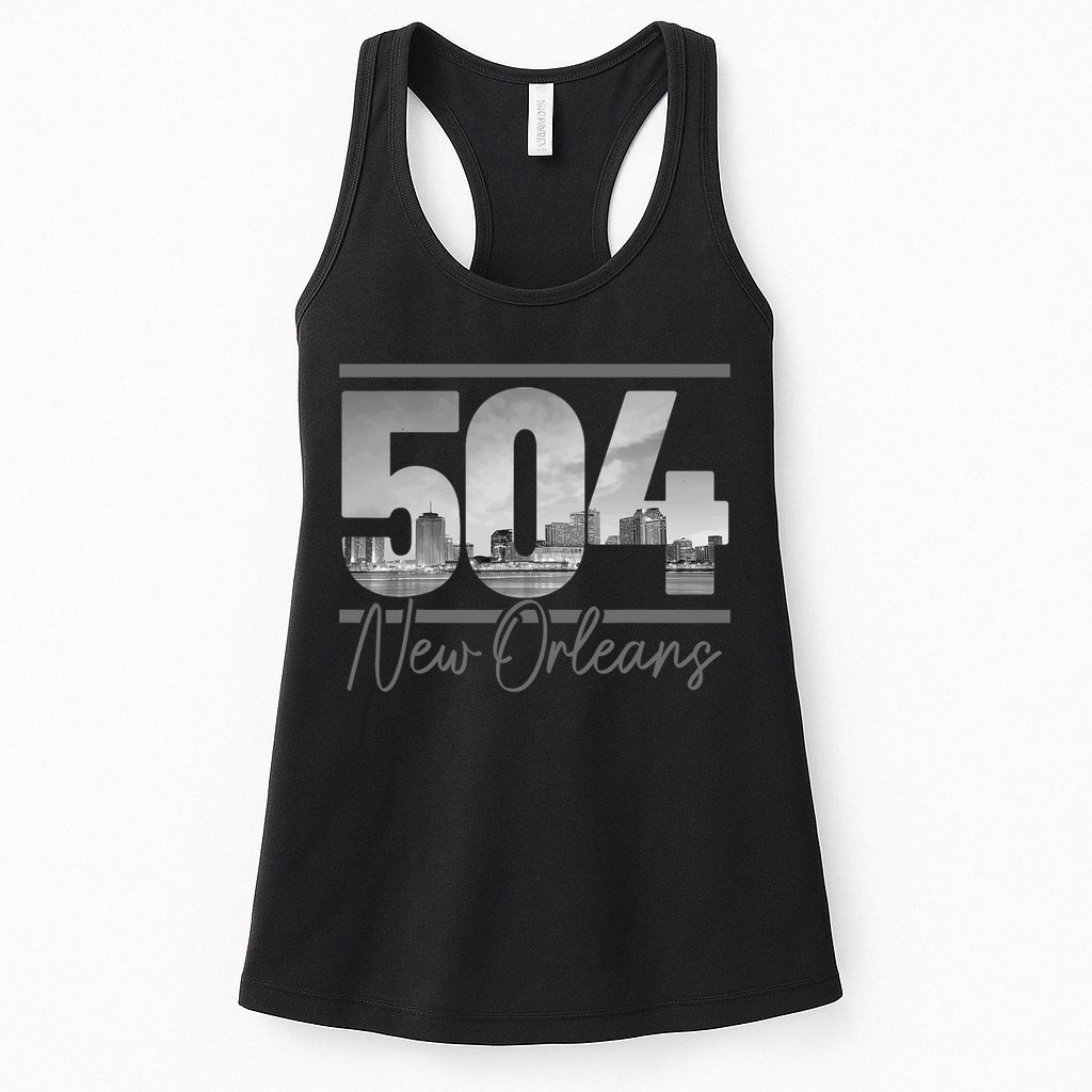 New Orleans 504 Area Code Skyline Louisiana Womens Tank Top