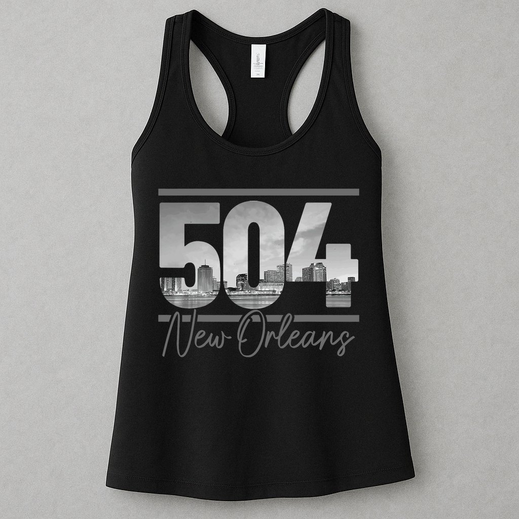 New Orleans 504 Area Code Skyline Louisiana Womens Tank Top