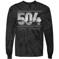 New Orleans 504 Area Code Skyline Louisiana Tie-Dye Long Sleeve Shirt