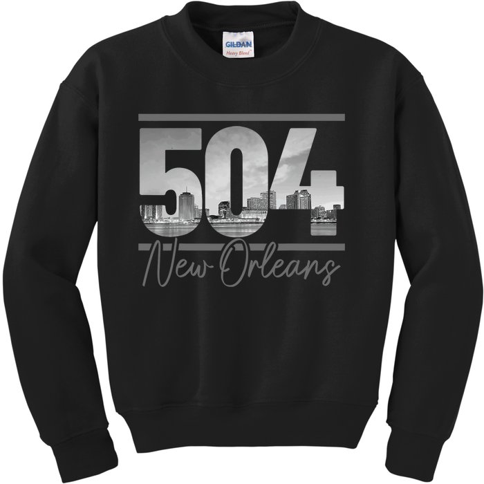 New Orleans 504 Area Code Skyline Louisiana Kids Sweatshirt