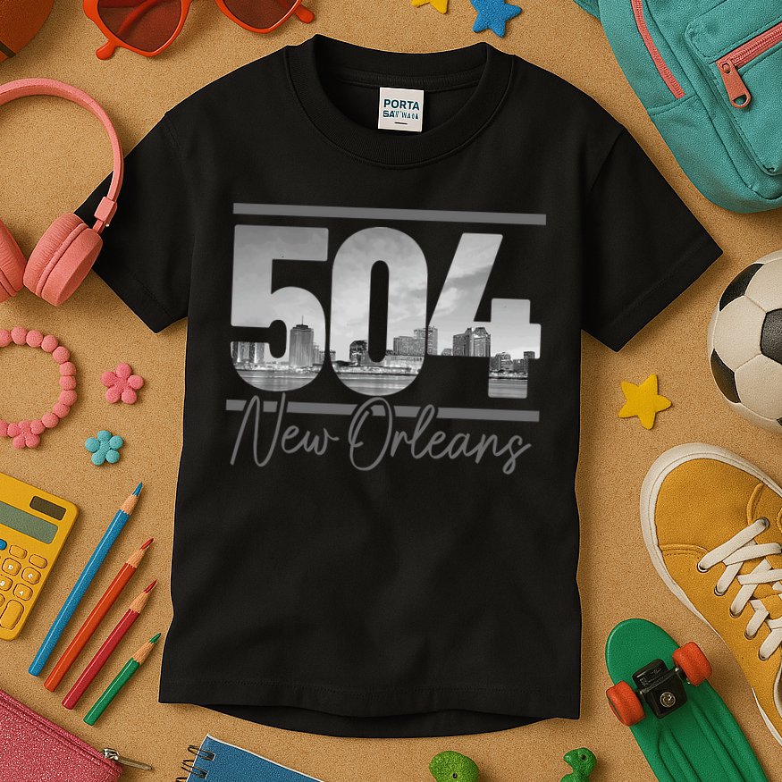 New Orleans 504 Area Code Skyline Louisiana Kids T-Shirt