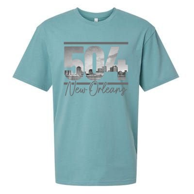 New Orleans 504 Area Code Skyline Louisiana Sueded Cloud Jersey T-Shirt