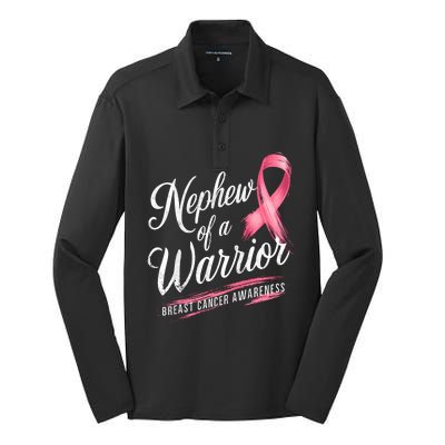 Nephew Of A Warrior Breast Cancer Awareness Silk Touch Performance Long Sleeve Polo