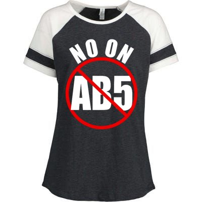 No On AB5 California Truckers Protest Enza Ladies Jersey Colorblock Tee