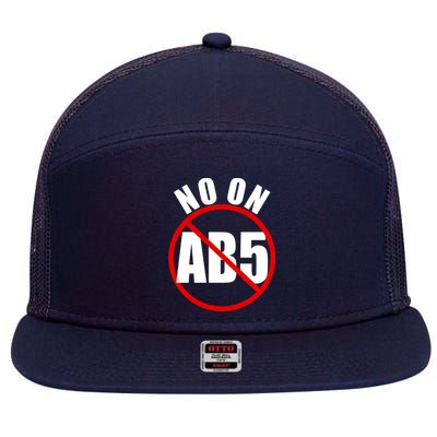 No On AB5 California Truckers Protest 7 Panel Mesh Trucker Snapback Hat