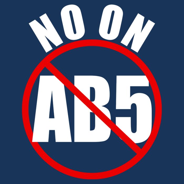 No On AB5 California Truckers Protest Pom Pom 12in Knit Beanie