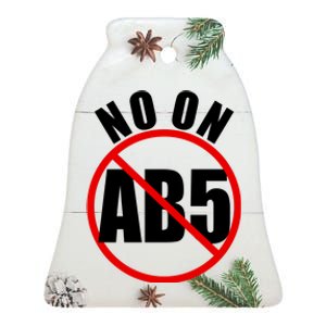 No On AB5 California Truckers Protest Ceramic Bell Ornament