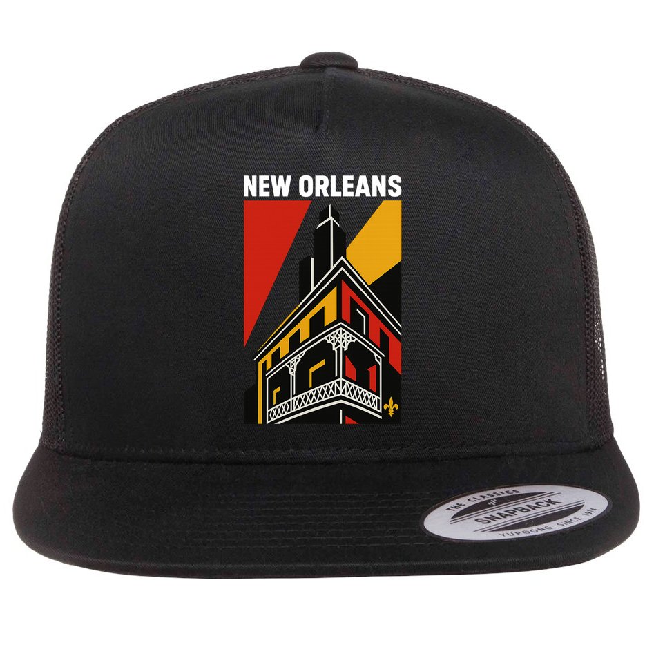 New Orleans Art Deco Flat Bill Trucker Hat
