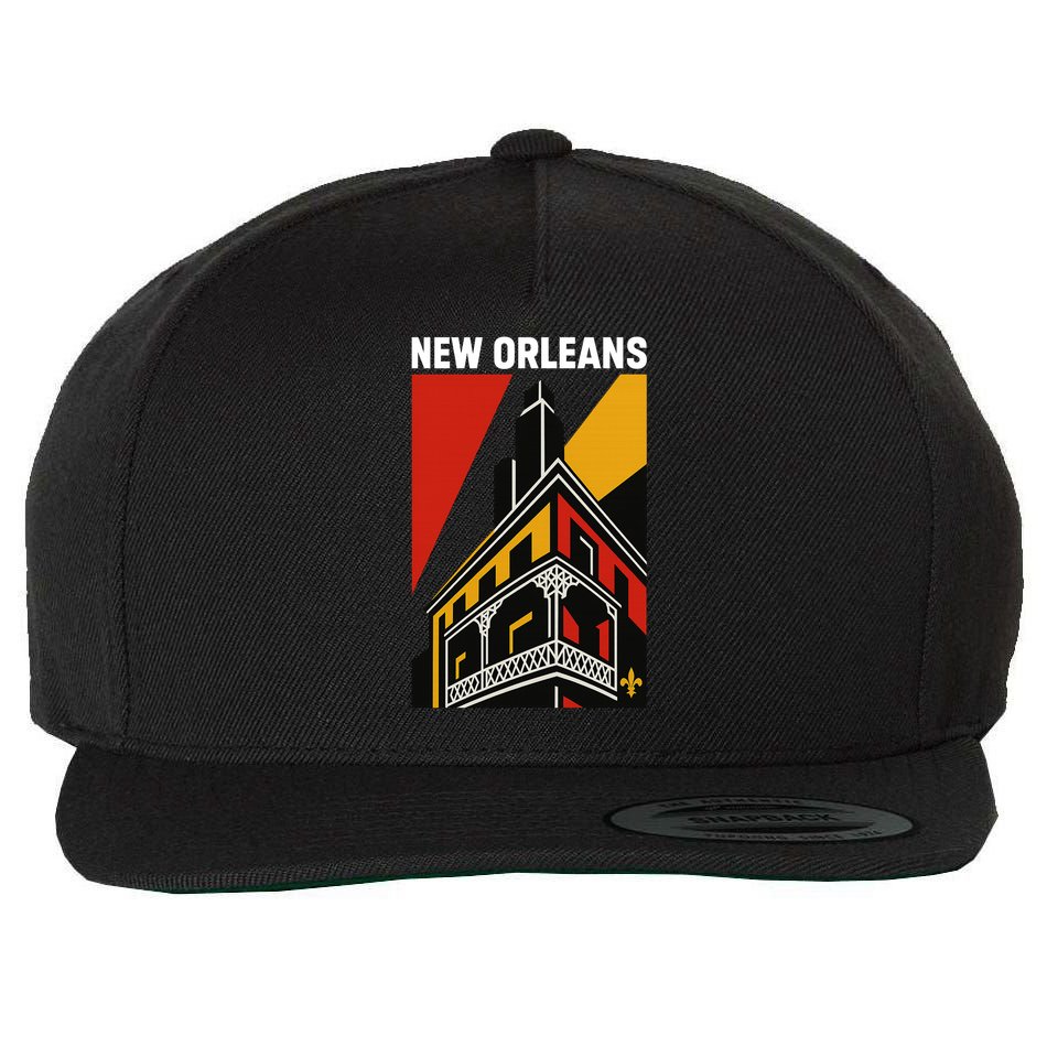 New Orleans Art Deco Wool Snapback Cap