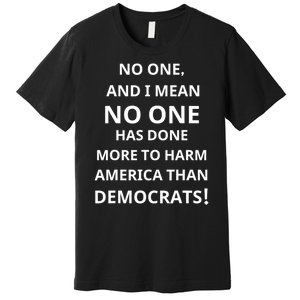 No One And I Mean No One Has Done More To Harm America Than Democrats Premium T-Shirt