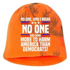 No One And I Mean No One Has Done More To Harm America Than Democrats Kati - Camo Knit Beanie