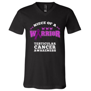 Niece Of A Warrior Testicular Cancer Awareness V-Neck T-Shirt