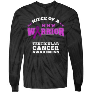 Niece Of A Warrior Testicular Cancer Awareness Tie-Dye Long Sleeve Shirt