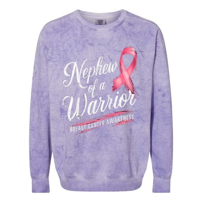 Nephew Of A Warrior Breast Cancer Awareness Colorblast Crewneck Sweatshirt