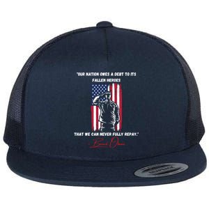 Nation Owes A Debt Memorial Day Fallen Heroes Flag Obama Meaningful Gift Flat Bill Trucker Hat