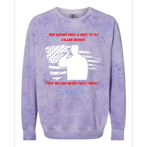 Nation Owes A Debt Memorial Day Fallen Soldiers Heroes Flag Funny Gift Colorblast Crewneck Sweatshirt