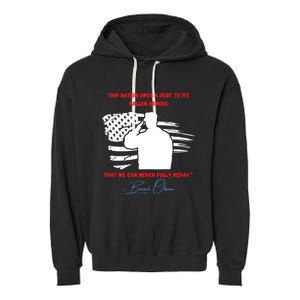 Nation Owes A Debt Memorial Day Fallen Soldiers Heroes Flag Funny Gift Garment-Dyed Fleece Hoodie