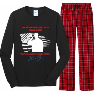 Nation Owes A Debt Memorial Day Fallen Soldiers Heroes Flag Funny Gift Long Sleeve Pajama Set