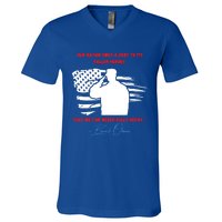 Nation Owes A Debt Memorial Day Fallen Soldiers Heroes Flag Funny Gift V-Neck T-Shirt