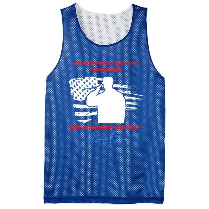 Nation Owes A Debt Memorial Day Fallen Soldiers Heroes Flag Funny Gift Mesh Reversible Basketball Jersey Tank