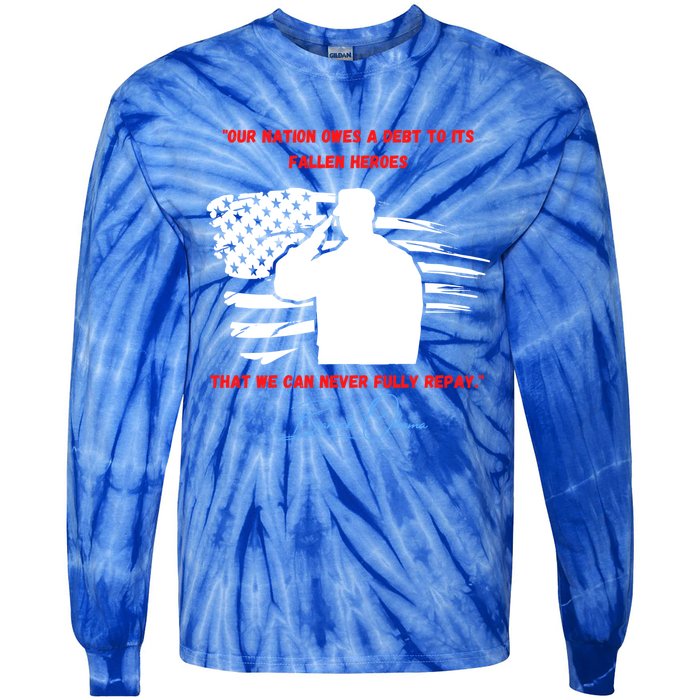 Nation Owes A Debt Memorial Day Fallen Soldiers Heroes Flag Funny Gift Tie-Dye Long Sleeve Shirt