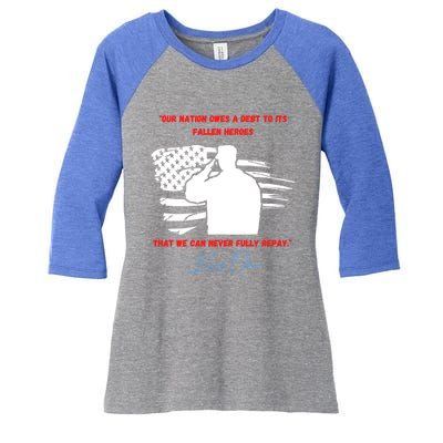 Nation Owes A Debt Memorial Day Fallen Soldiers Heroes Flag Funny Gift Women's Tri-Blend 3/4-Sleeve Raglan Shirt