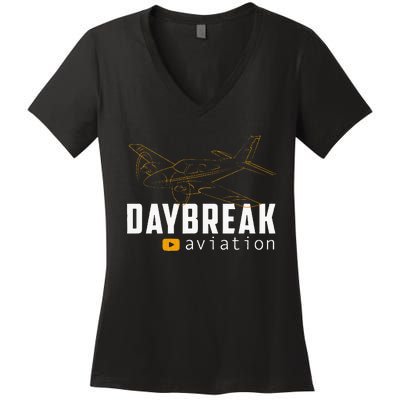 New Outline Airplane Pilot Women's V-Neck T-Shirt