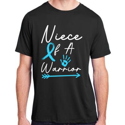 Niece Of A Warrior Prostate Cancer Light Blue Handprint Gift Adult ChromaSoft Performance T-Shirt