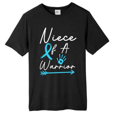 Niece Of A Warrior Prostate Cancer Light Blue Handprint Gift Tall Fusion ChromaSoft Performance T-Shirt