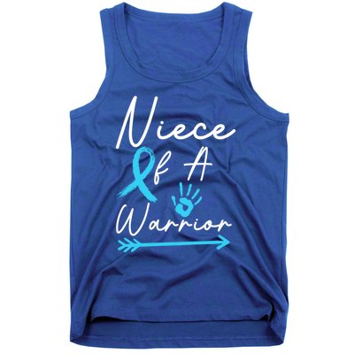 Niece Of A Warrior Prostate Cancer Light Blue Handprint Gift Tank Top